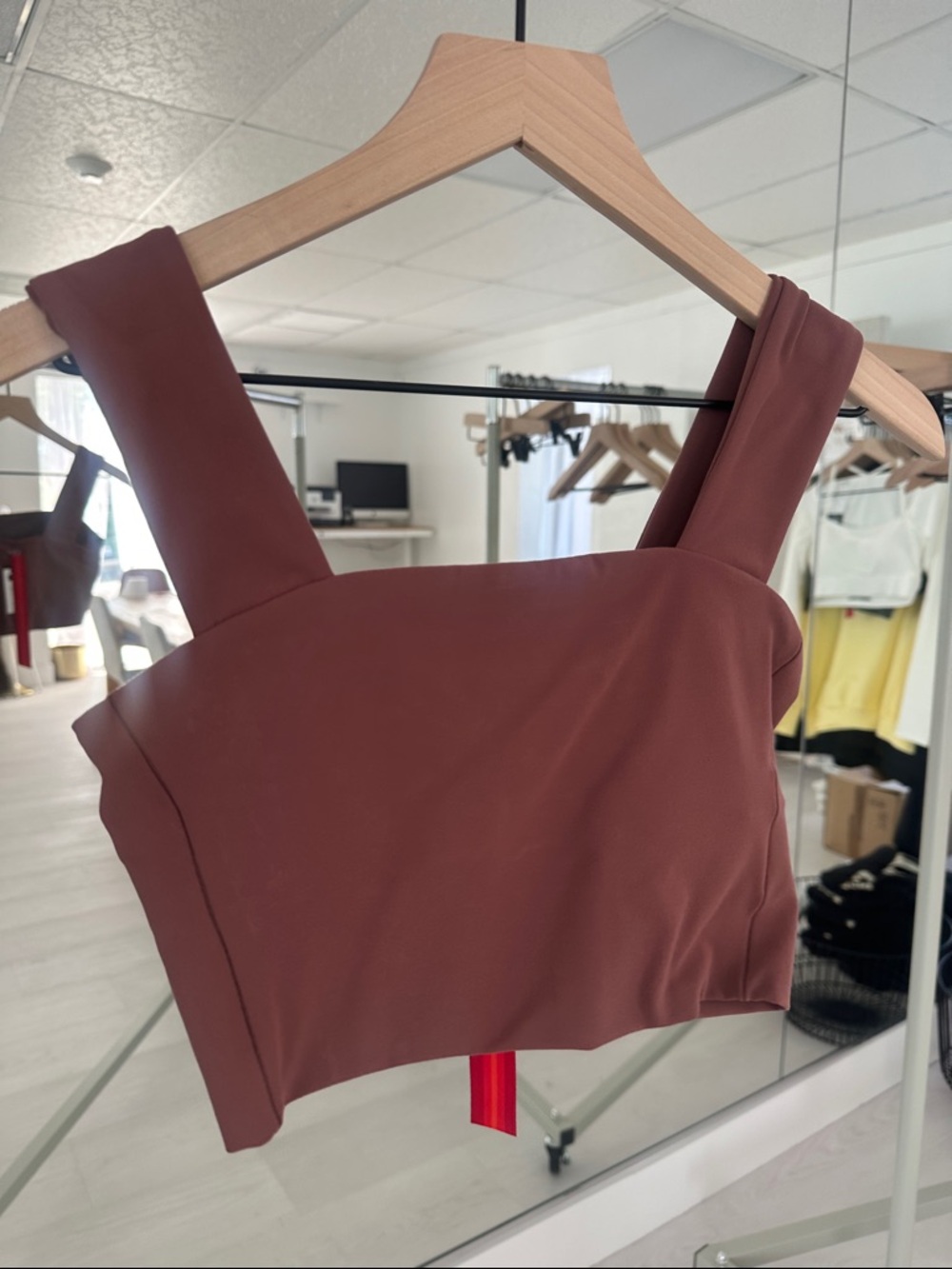Left On Friday Square Neck Crop Top in Mauve Brown